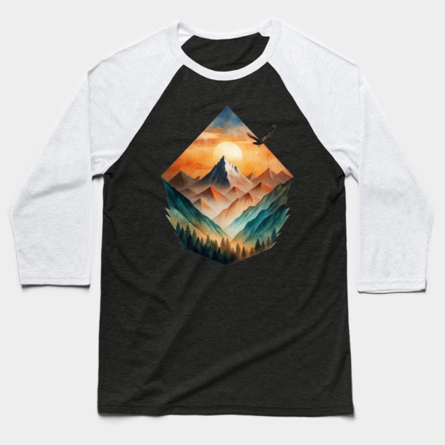 Eagle’s Flight – Sunset Mountain Adventure Tee Baseball T-Shirt by C.Code
