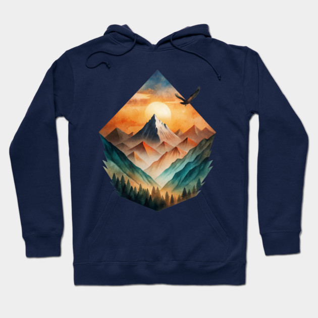 Eagle’s Flight – Sunset Mountain Adventure Tee Hoodie by C.Code