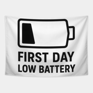 First Day, Low Battery – Battery Icon Tapestry