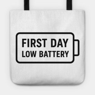 First Day, Low Battery – Wide Icon Tote
