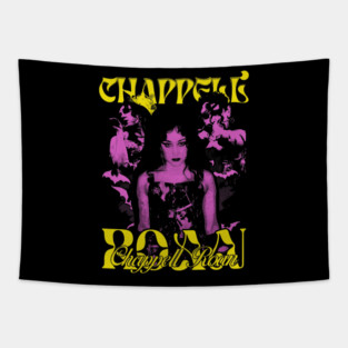 Pink Face Singer With Yellow Typography Tapestry