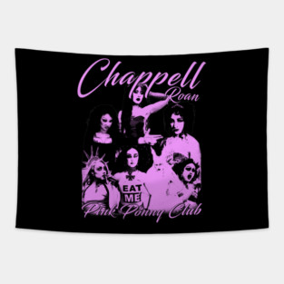 Pink Silhouette Singer Face With Typography Tapestry