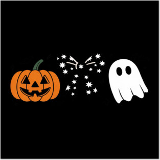 Cute Pumpkin Ghost with Bow Posters and Art