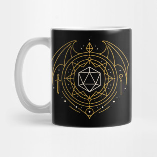 Dragon Wings Sacred Geometry D20 Dice Esoteric Tabletop RPG Mug