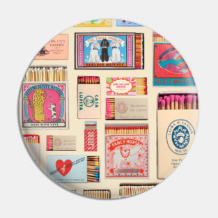 Vintage Preppy Collage Cute Matches Aesthetic Pin