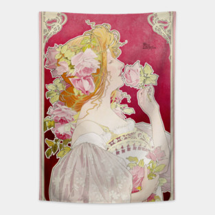 Nouveau style perfume ad poster Tapestry