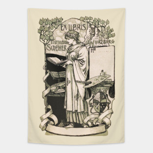 Art Nouveau Bookplate design Tapestry
