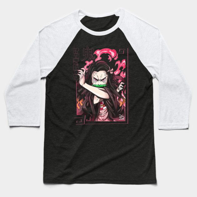 Demon Slayer Nezuko Blood Demon Art Baseball T-Shirt by Otaku Vibes