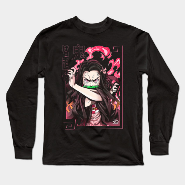 Demon Slayer Nezuko Blood Demon Art Long Sleeve T-Shirt by Otaku Vibes