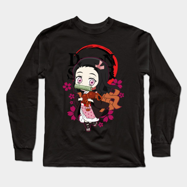 Chibi Cute Nezuko - Demon Slayer Long Sleeve T-Shirt by Otaku Vibes