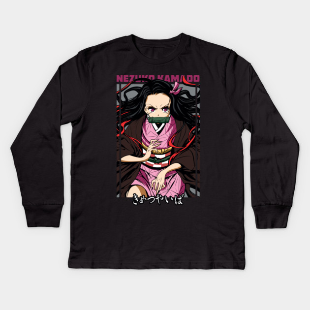 Demon Slayer - Nezuko Powerful and Pure Kids Long Sleeve T-Shirt by Otaku Vibes