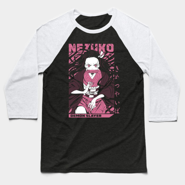 Demon Slayer Nezuko Kamado Flame Aura Baseball T-Shirt by Otaku Vibes