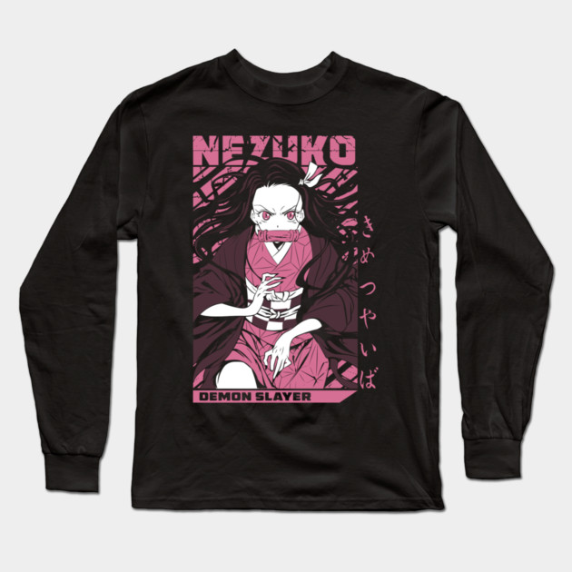 Demon Slayer Nezuko Kamado Flame Aura Long Sleeve T-Shirt by Otaku Vibes
