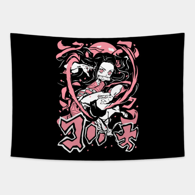 Demon Slayer - Nezuko in Action Cool Design Tapestry by Otaku Vibes