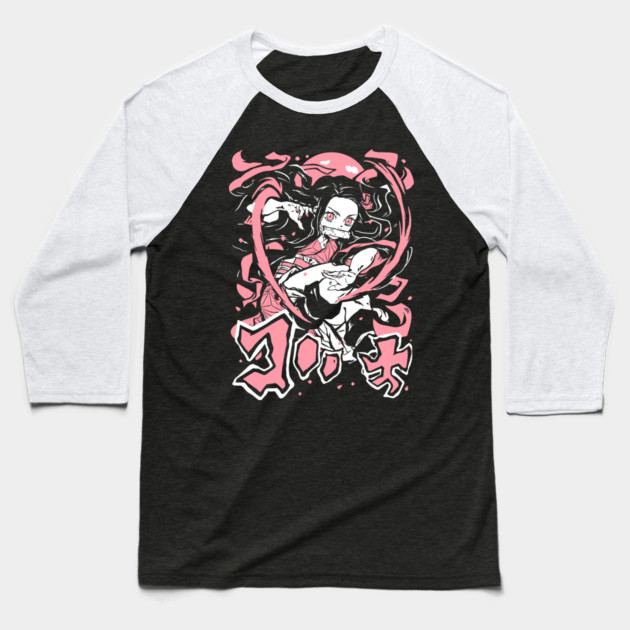 Demon Slayer - Nezuko in Action Cool Design Baseball T-Shirt by Otaku Vibes
