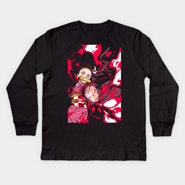 Demon Slayer Nezuko Demon Power Kids Long Sleeve T-Shirt by Otaku Vibes