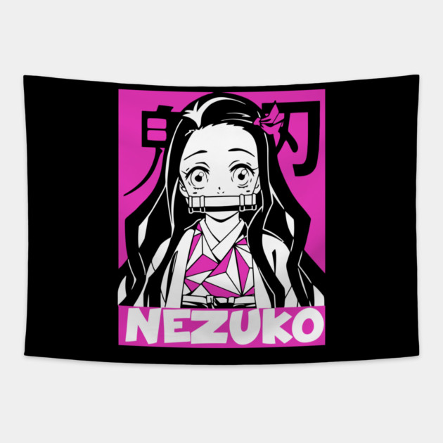 Demon Slayer Nezuko Pink Glow Tapestry by Otaku Vibes