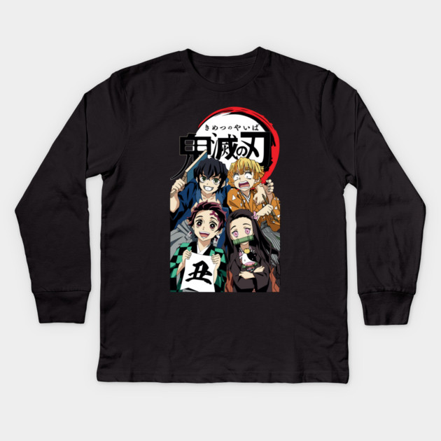 Demon Slayer Happy New Year Squad Kids Long Sleeve T-Shirt by Otaku Vibes