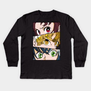 Demon Slayer Trio Eyes - Tanjiro, Zenitsu and Inosuke Kids Long Sleeve T-Shirt