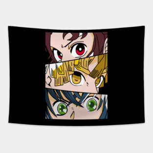 Demon Slayer Trio Eyes - Tanjiro, Zenitsu and Inosuke Tapestry