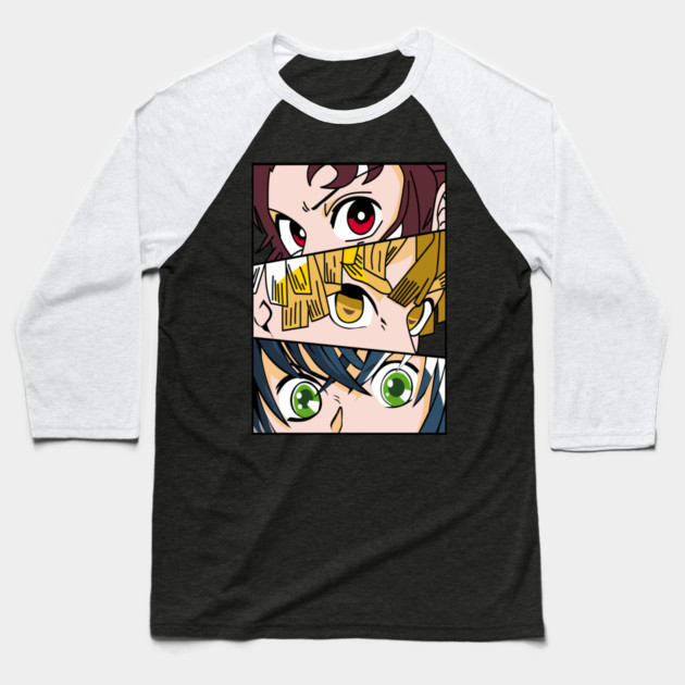 Demon Slayer Trio Eyes - Tanjiro, Zenitsu and Inosuke Baseball T-Shirt by Otaku Vibes