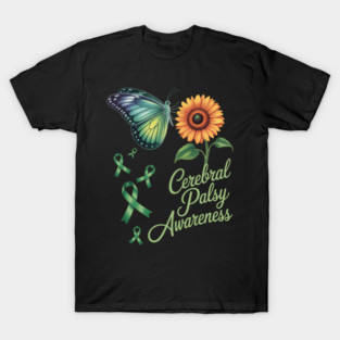 Butterfly Sunflower Cerebral Palsy Awareness T-Shirt