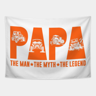 SXS UTV Papa The Man The Myth The Legend Orange Tapestry