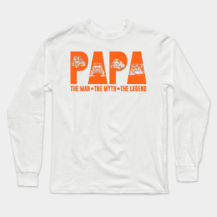 SXS UTV Papa The Man The Myth The Legend Orange Long Sleeve T-Shirt