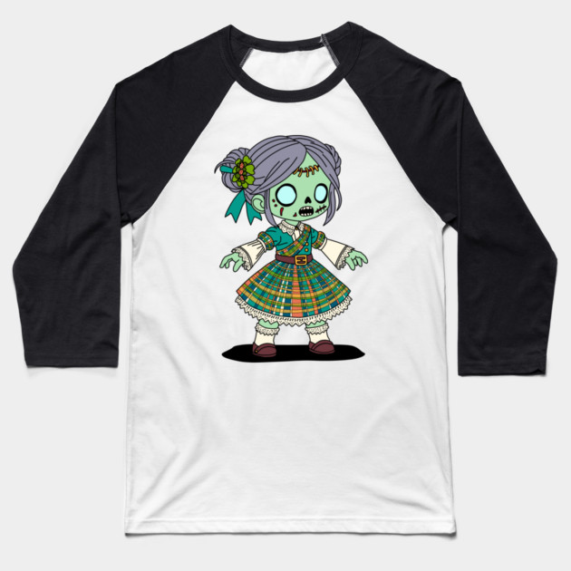 Cute Scottish Zombie Girl Baseball T-Shirt by H. R. Sinclair