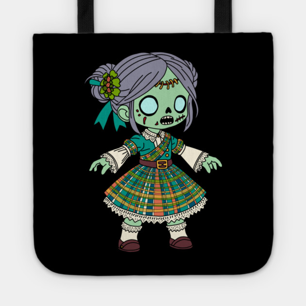 Cute Scottish Zombie Girl Tote by H. R. Sinclair