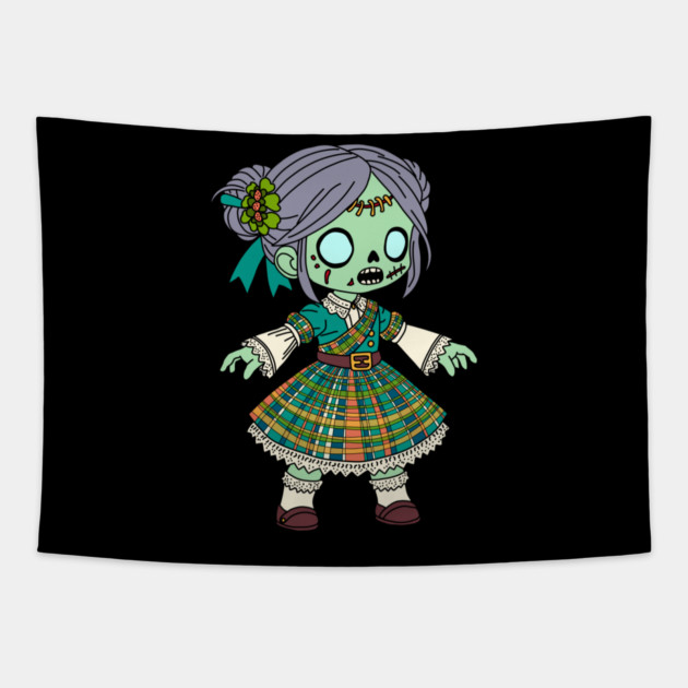 Cute Scottish Zombie Girl Tapestry by H. R. Sinclair