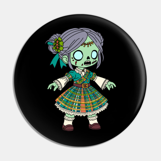 Cute Scottish Zombie Girl Pin by H. R. Sinclair