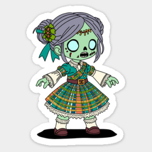 Cute Scottish Zombie Girl Sticker