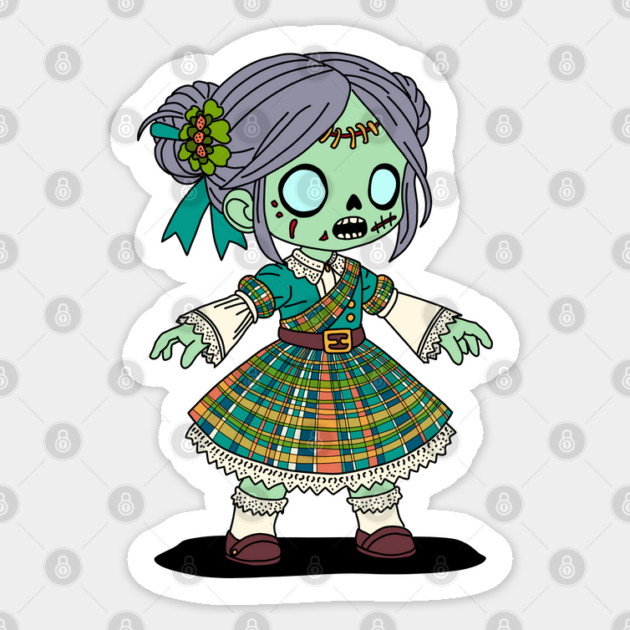Cute Scottish Zombie Girl Sticker by H. R. Sinclair