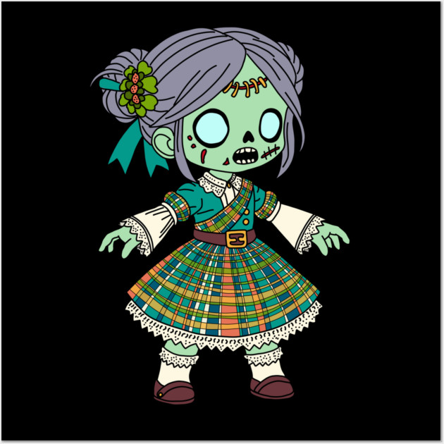Cute Scottish Zombie Girl Wall Art by H. R. Sinclair