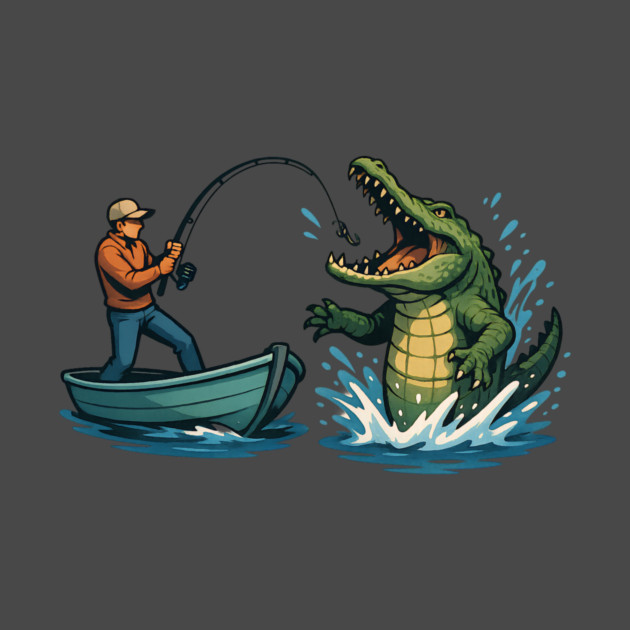 Epic Catch Fisherman vs Crocodile Tee