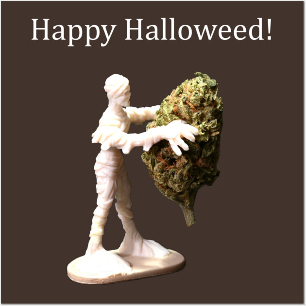 Halloweed Mummy (dark shirts) - Weed Design Wall Art by MrGreenGenes420