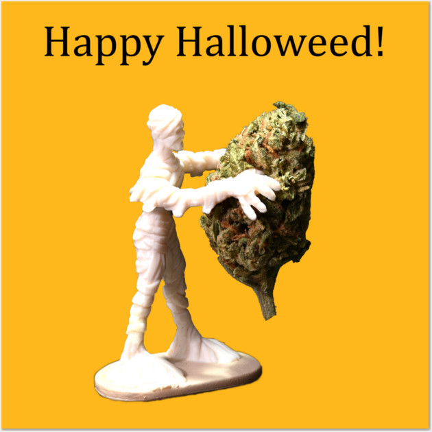 Halloweed Mummy (light shirts) - Weed Design Wall Art by MrGreenGenes420