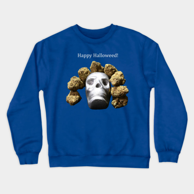 Halloweed Skull (dark shirts) - Weed Design Crewneck Sweatshirt by MrGreenGenes420