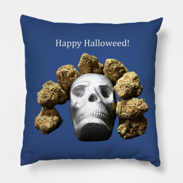 Halloweed Skull (dark shirts) - Weed Design Pillow by MrGreenGenes420