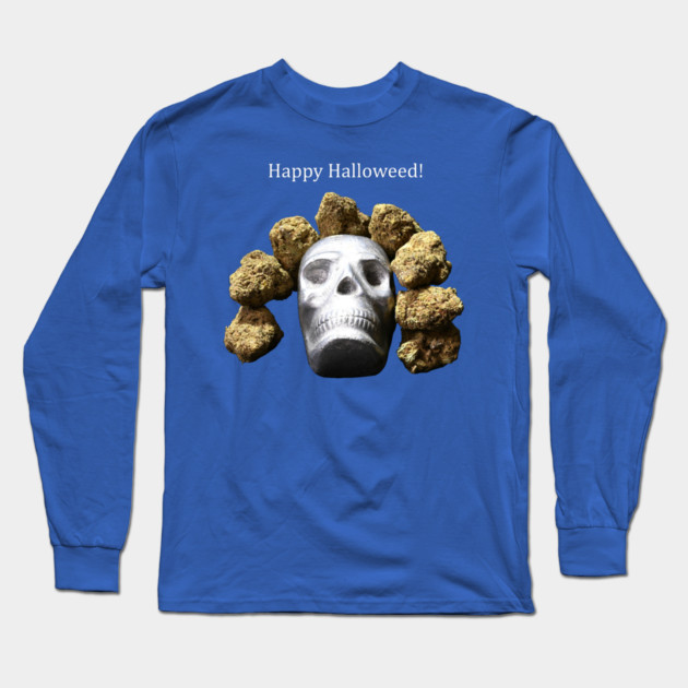 Halloweed Skull (dark shirts) - Weed Design Long Sleeve T-Shirt by MrGreenGenes420