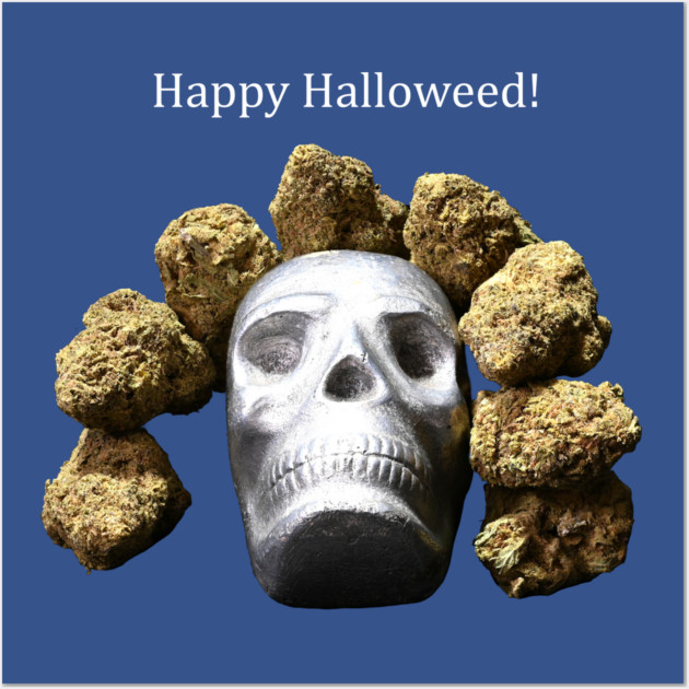Halloweed Skull (dark shirts) - Weed Design Wall Art by MrGreenGenes420