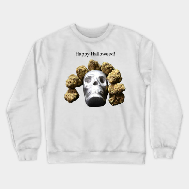 Halloweed Skull (light shirts) - Weed Design Crewneck Sweatshirt by MrGreenGenes420