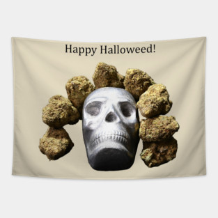 Halloweed Skull (light shirts) - Weed Design Tapestry