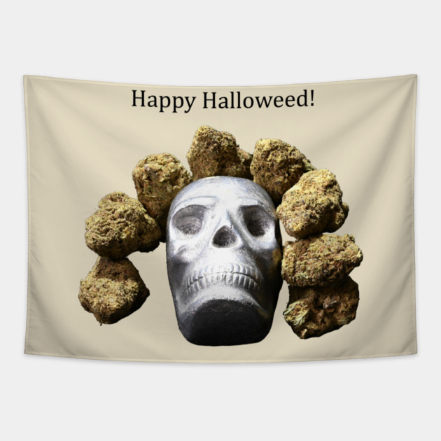 Halloweed Skull (light shirts) - Weed Design Tapestry by MrGreenGenes420