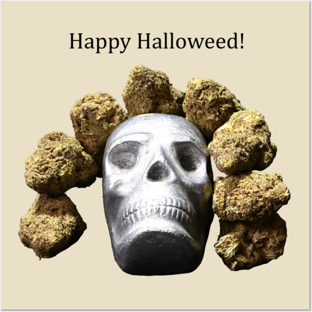 Halloweed Skull (light shirts) - Weed Design Wall Art by MrGreenGenes420