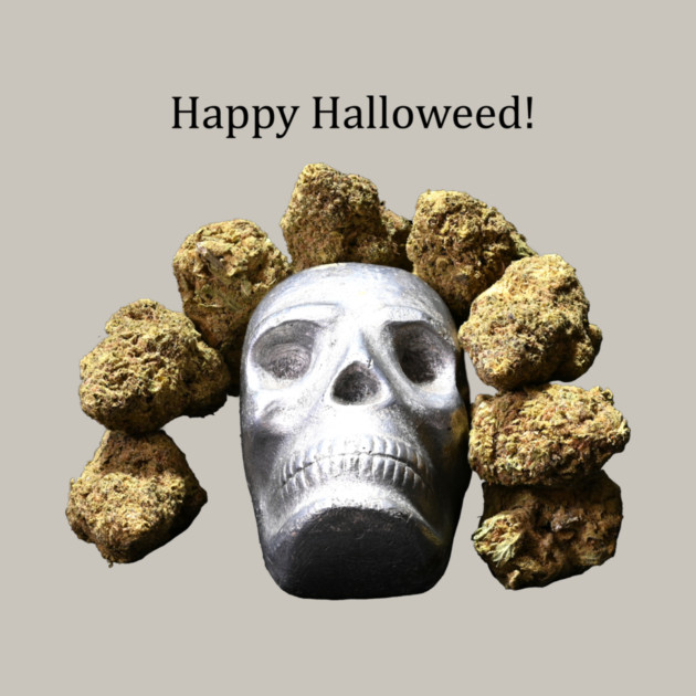Halloweed Skull (light shirts) - Weed Design by MrGreenGenes420