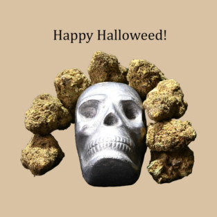 Halloweed Skull (light shirts) - Weed Design T-Shirt