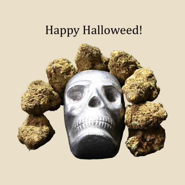 Halloweed Skull (light shirts) - Weed Design by MrGreenGenes420