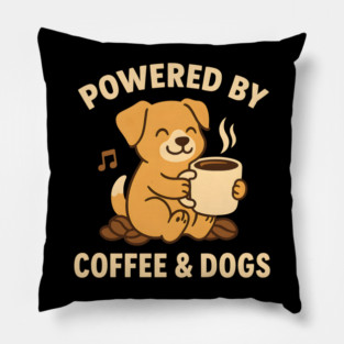 Powered by Coffee & Dogs – Cute Dog Lover Gift Pillow